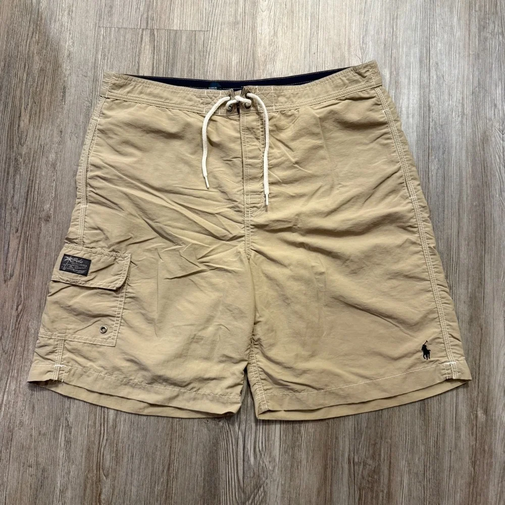 Polo Ralph‎ Lauren Mens Medium Vintage Beige Swim Trunks
